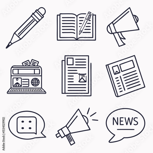 information vector icon,speaker radio newspaper