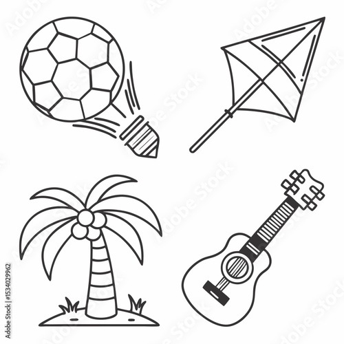set of vector icons with guitar