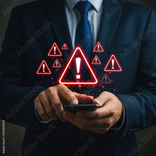 Businessman facing multiple mobile security threats