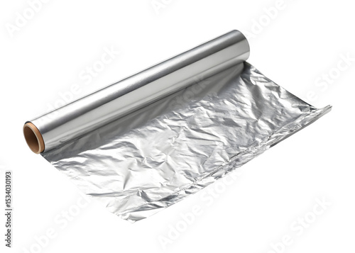 close up of a aluminum foil on a transparent background