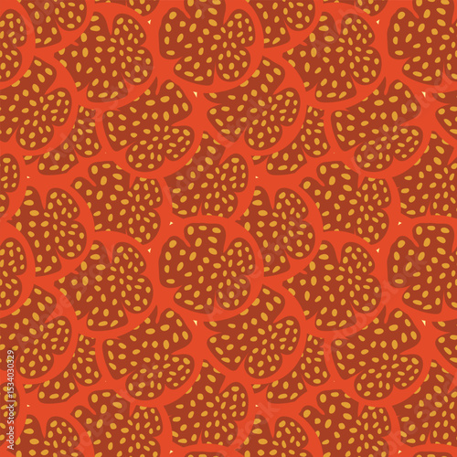 tomato slice vector repeated pattern background, vegetable seamless pattern design