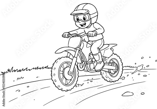 motocross race illustration. coloring book for kids