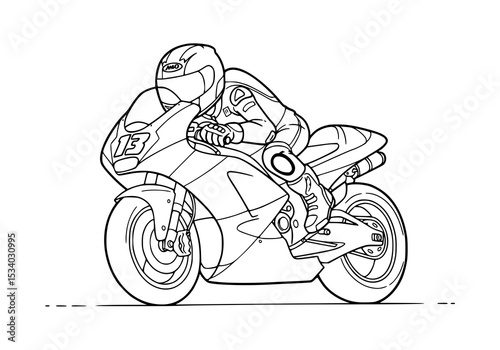 motorcycle race illustration. coloring book for kids