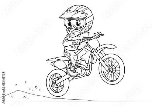 motocross race illustration. coloring book for kids