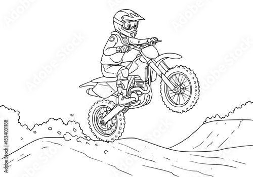 motocross race illustration. coloring book for kids