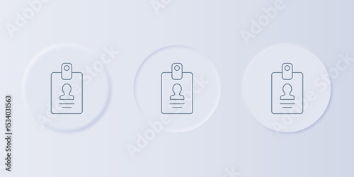 Grey Identification badge icon isolated on grey background. It can be used for presentation, identity of the company, advertising. Set icons in square buttons. Vector