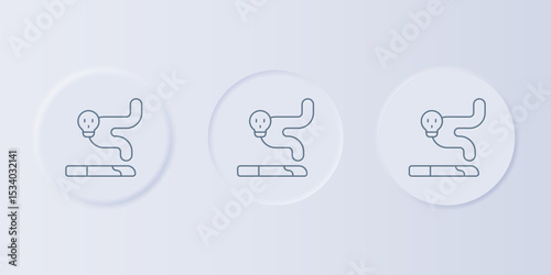 Grey Cigarette icon isolated on grey background. Tobacco sign. Smoking symbol. Set icons in square buttons. Vector