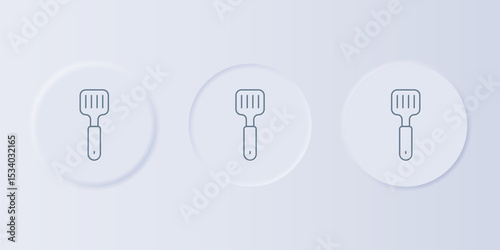 Grey Spatula icon isolated on grey background. Kitchen spatula icon. BBQ spatula sign. Barbecue and grill tool. Set icons in square buttons. Vector