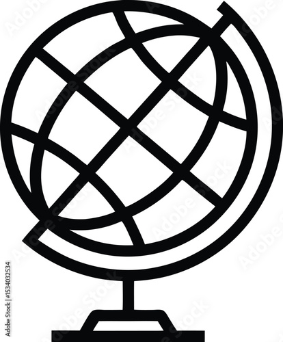 Globe Outline Icon Vector Illustration for Geography, Travel, and Global Concepts

