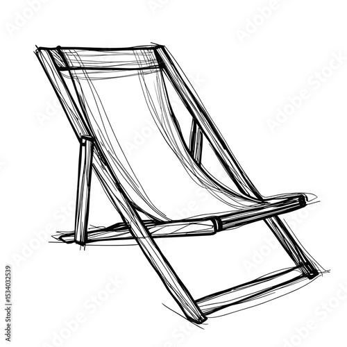 Simple sketch of a wooden deck chair in minimalist design  
