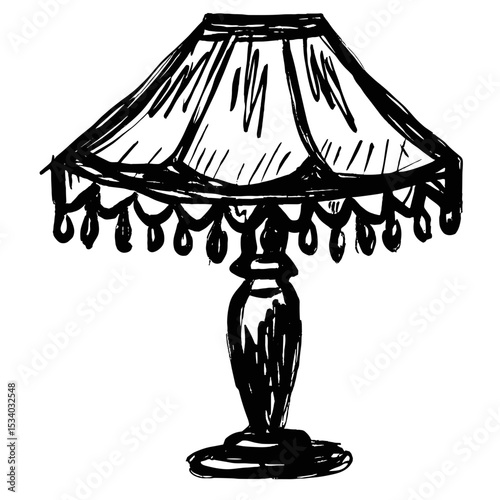Classic table lamp with decorative shade in vintage style  