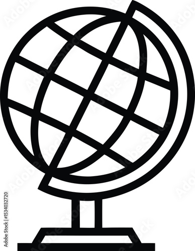 Globe Outline Icon Vector Illustration for Geography, Travel, and Global Concepts

