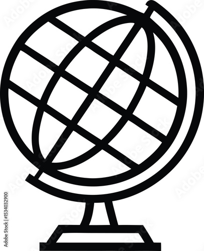 Globe Outline Icon Vector Illustration for Geography, Travel, and Global Concepts

