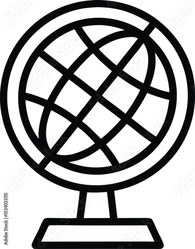Globe Outline Icon Vector Illustration for Geography, Travel, and Global Concepts

