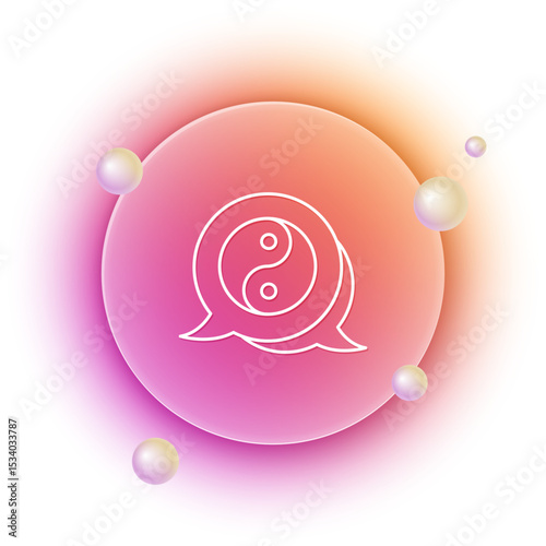 White Yin Yang symbol of harmony and balance icon isolated on white background. Orange and pink gradient circle background. Vector