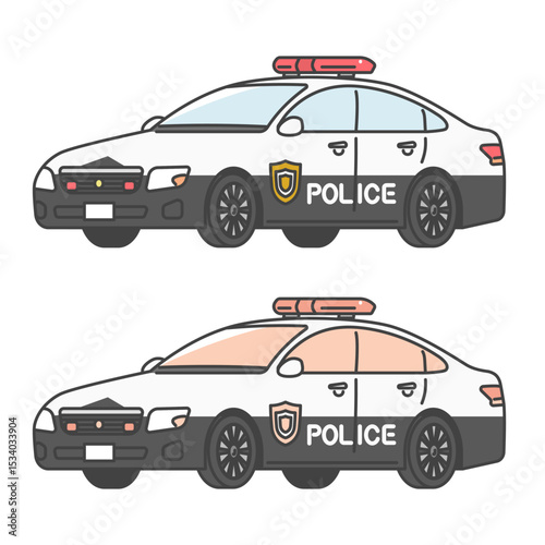 イラスト素材:パトロールカー・パトカー、日本の警察車両(フルカラー＆モノカラーSET)