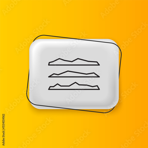 Black Strips of cocaine or heroin drug icon isolated on yellow background. Silver rectangle button. Vector