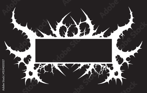 ribbon frame with thorn background forr death metal horror design