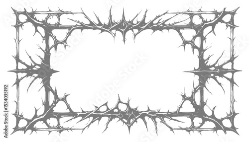 thorn frame with black and white background for metal frame horror frame 