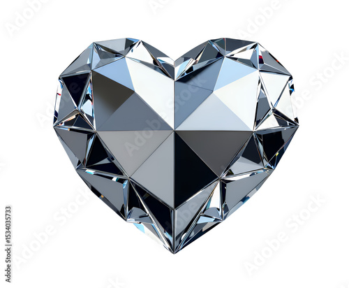 Sleek Silver Heart Icon, Transparent Cutout, Elegant Design