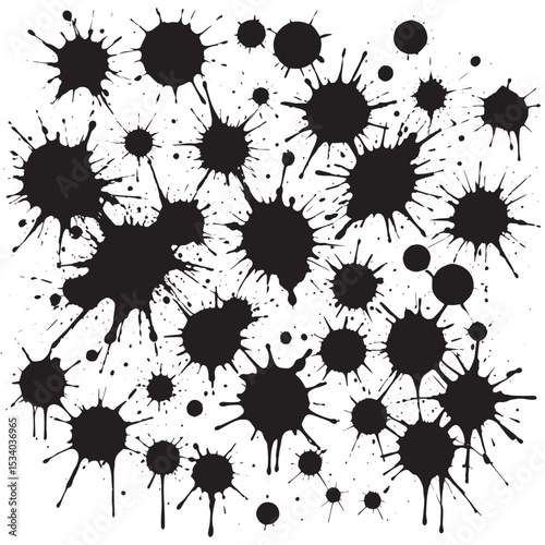 black ink splat background pattern, ink drop vector , splash ink effect ink dots