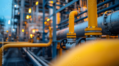 Pipeline and pipe rack of petroleum, chemical, hydrogen or ammonia industrial plant. Industrial zone Close up