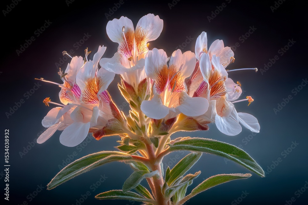 Fototapeta premium Stunning Close up of White Mexican Bush Sage Flowers Isolated High Resolution