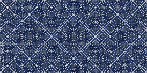 Intricate geometric pattern in navy blue and white, perfect for modern decor.