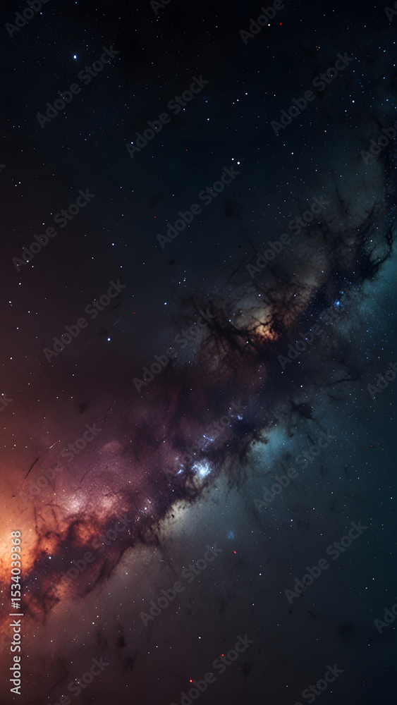 custom made wallpaper toronto digitalImmense, glittering celestial canvas, myriad stars, stars, starfield, a distant galaxy, desert with starry sky at night with copy space vertically 9:16 and a mesmerizing vertical stretch of vibrant.