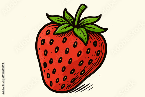 Hand drawn strawberry vector icon in a vintage woodcut or engraving style. Fresh red berry fruit illustration. Organic summer food symbol isolated for healthy eating design.