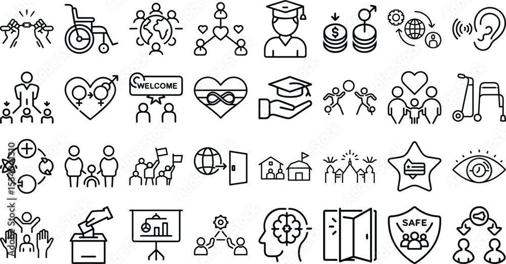 Fototapeta premium Diversity, Inclusion, and Equality Icons: Universal Representation Symbols
