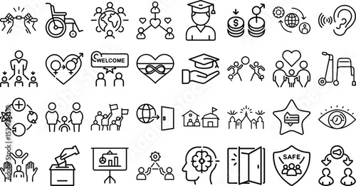 Diversity, Inclusion, and Equality Icons: Universal Representation Symbols