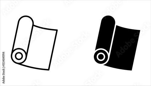 Roll fabric linear Icon set, vector illustration  isolated on white background.