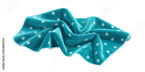 Turquoise Polka Dot Scarf with Transparent Background, Elegant Design Element