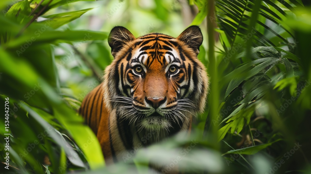 Obraz premium Tiger lying on a heavy branch. Animal in natural habitat.
