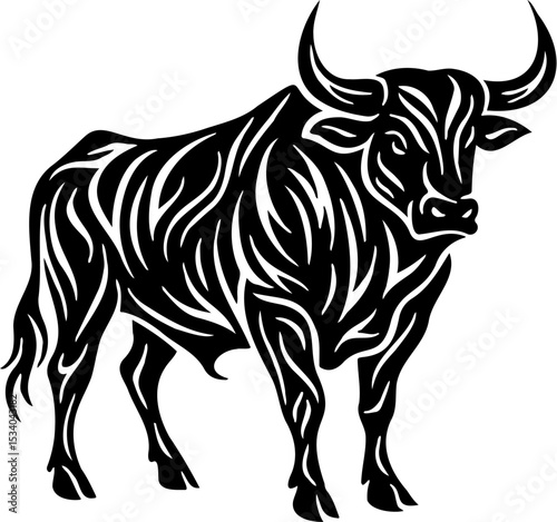 bull vector illustration, isolated on white