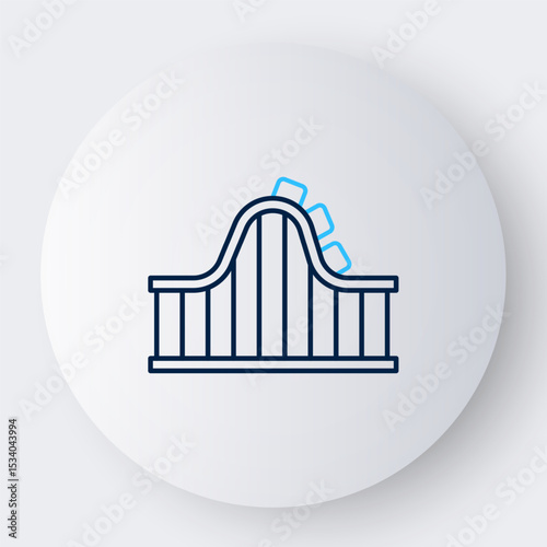 Line Roller coaster icon isolated on white background. Amusement park. Childrens entertainment playground, recreation park. Colorful outline concept. Vector