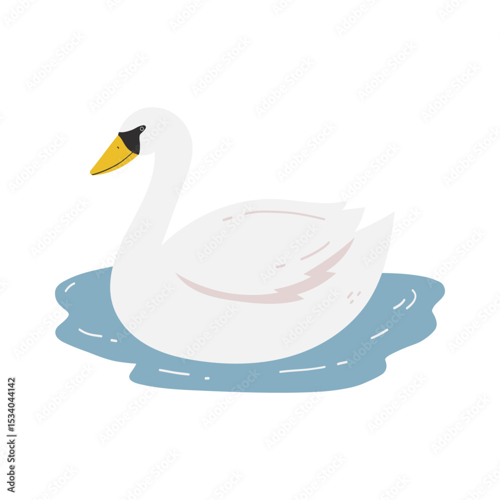 Naklejka premium Illustration of White Swan Swimming in Water