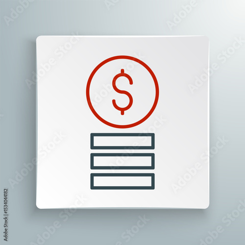 Line Casino chip with dollar symbol icon isolated on white background. Casino gambling. Colorful outline concept. Vector
