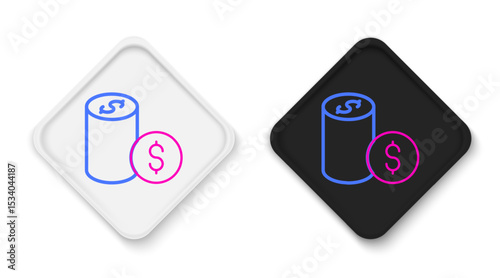 Line Casino chip with dollar symbol icon isolated on white background. Casino gambling. Colorful outline concept. Vector