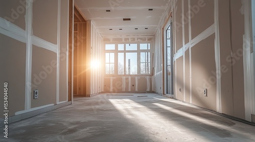 Finished Sheetrock in New Home Construction, Interior Wall Installation
