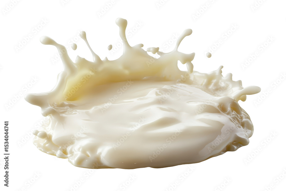 Naklejka premium Milk or cream splash isolated on white background showcasing texture and fluid motion with dynamic movement captured at an angle