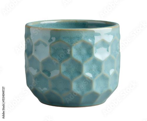 Turquoise Hexagon Pot Icon, Clear Background, Sleek Design