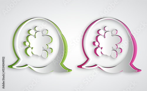 Paper cut Paint spray icon isolated on grey background. Paper art style. Vector