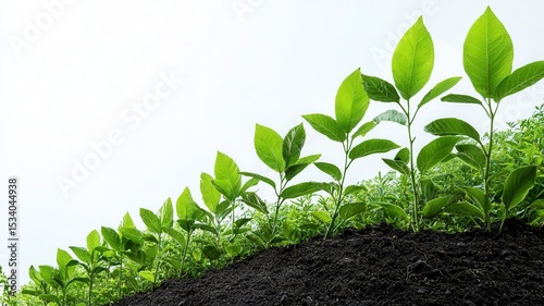 Verdant seedling emerging from rich earth, representing growth, renewal and environmental potential, beneath luminous skyscape