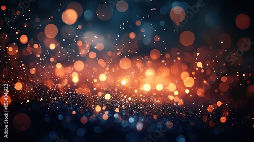 Falling glowing lights against a dark backdrop, creating an atmospheric and dynamic abstract composition. 