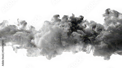 White and gray smoke cloud swirling isolated transparency