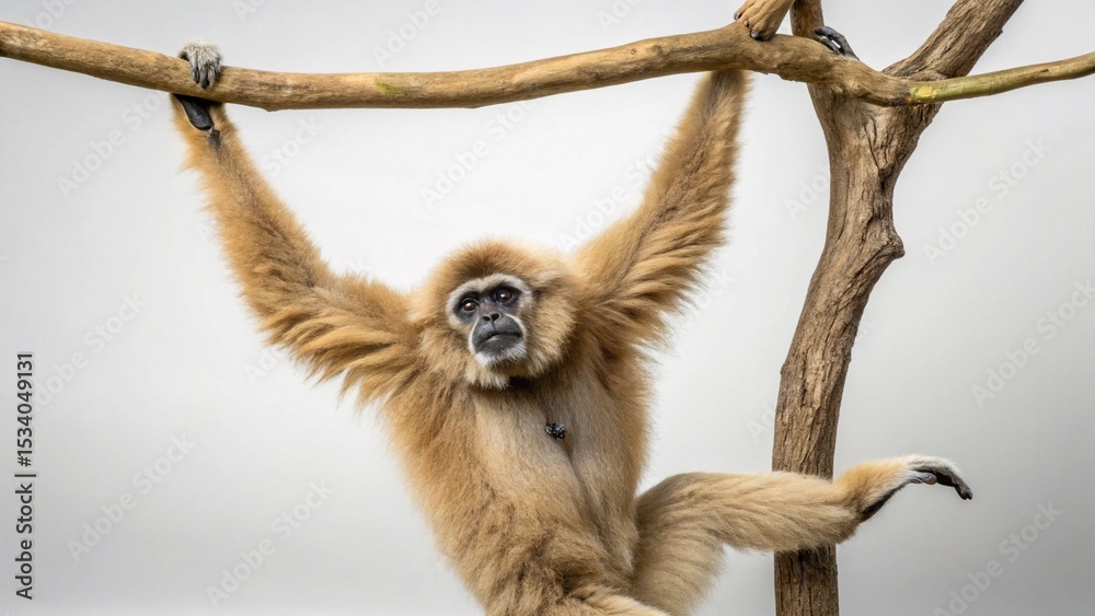 Naklejka premium Gibbon on studio background