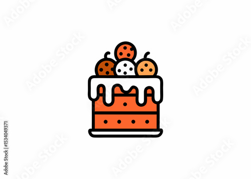 chocolate cake with chocolate chips Watercolor vector illustration