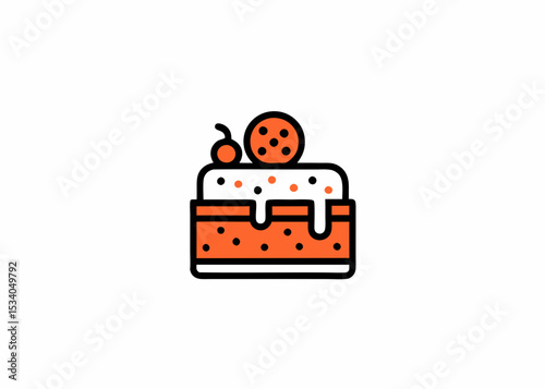 chocolate cake with chocolate chips Watercolor vector illustration